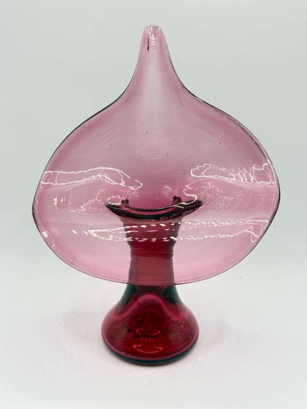 Vintage Jack in the Pulpit Hand Blown Art Glass Vase Vessel Tableware Decor